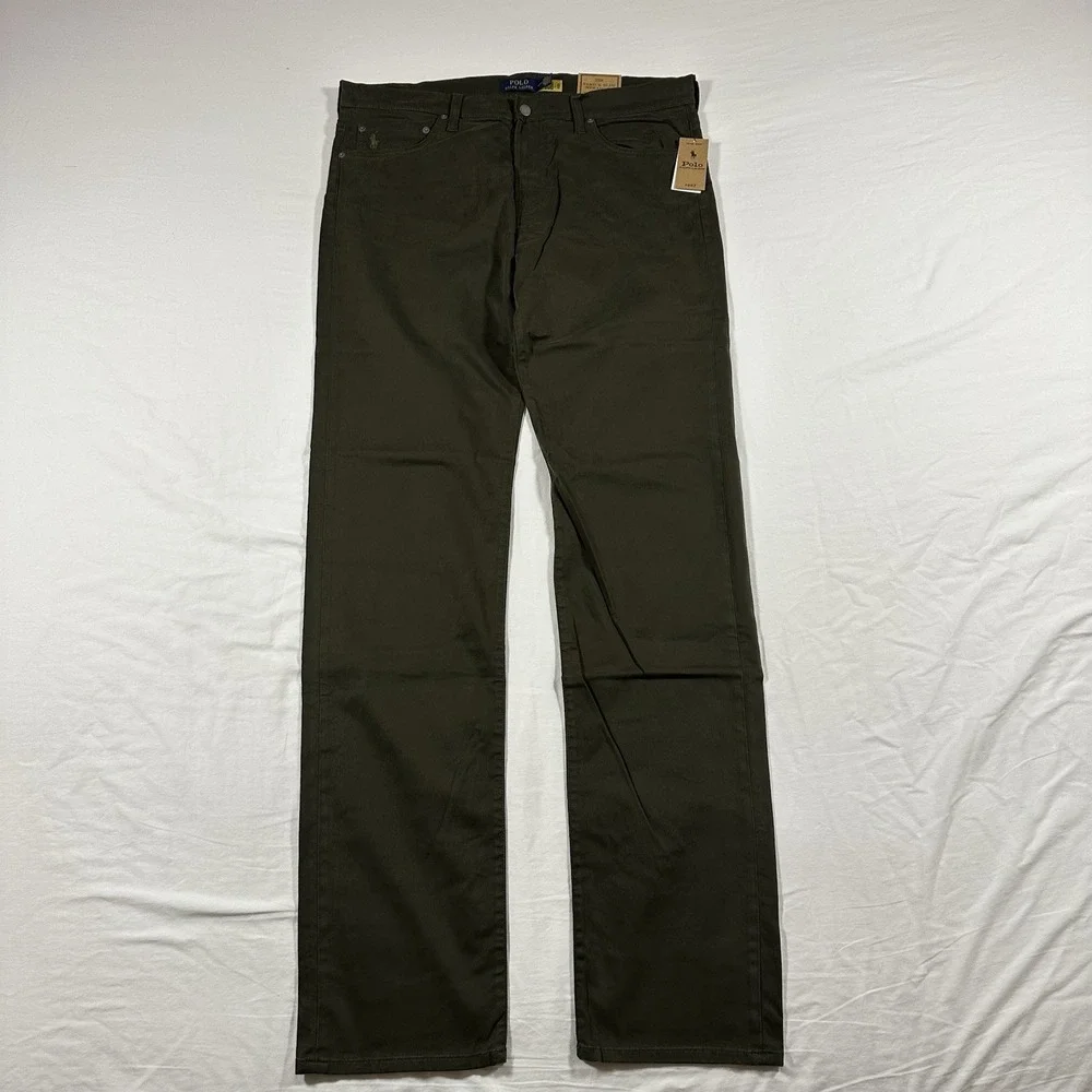 NWT Polo Ralph Lauren The Varick Stretch Slim Straight Jeans Khaki Size 36T X 38